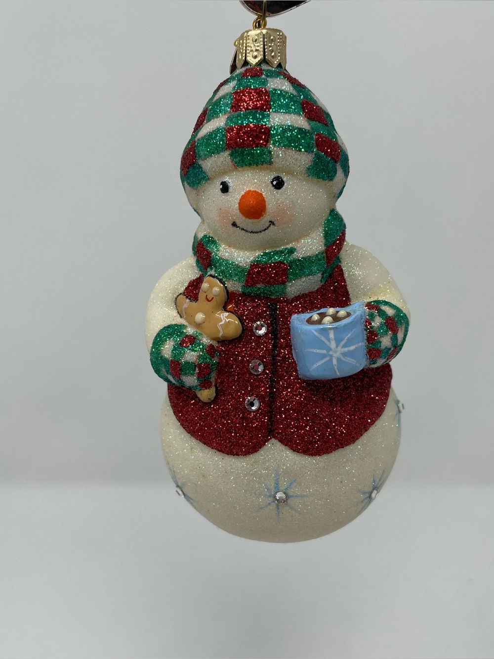 Reed & Barton European Glass Hot Chocolate Snowman Ornament Swarovski Crystals